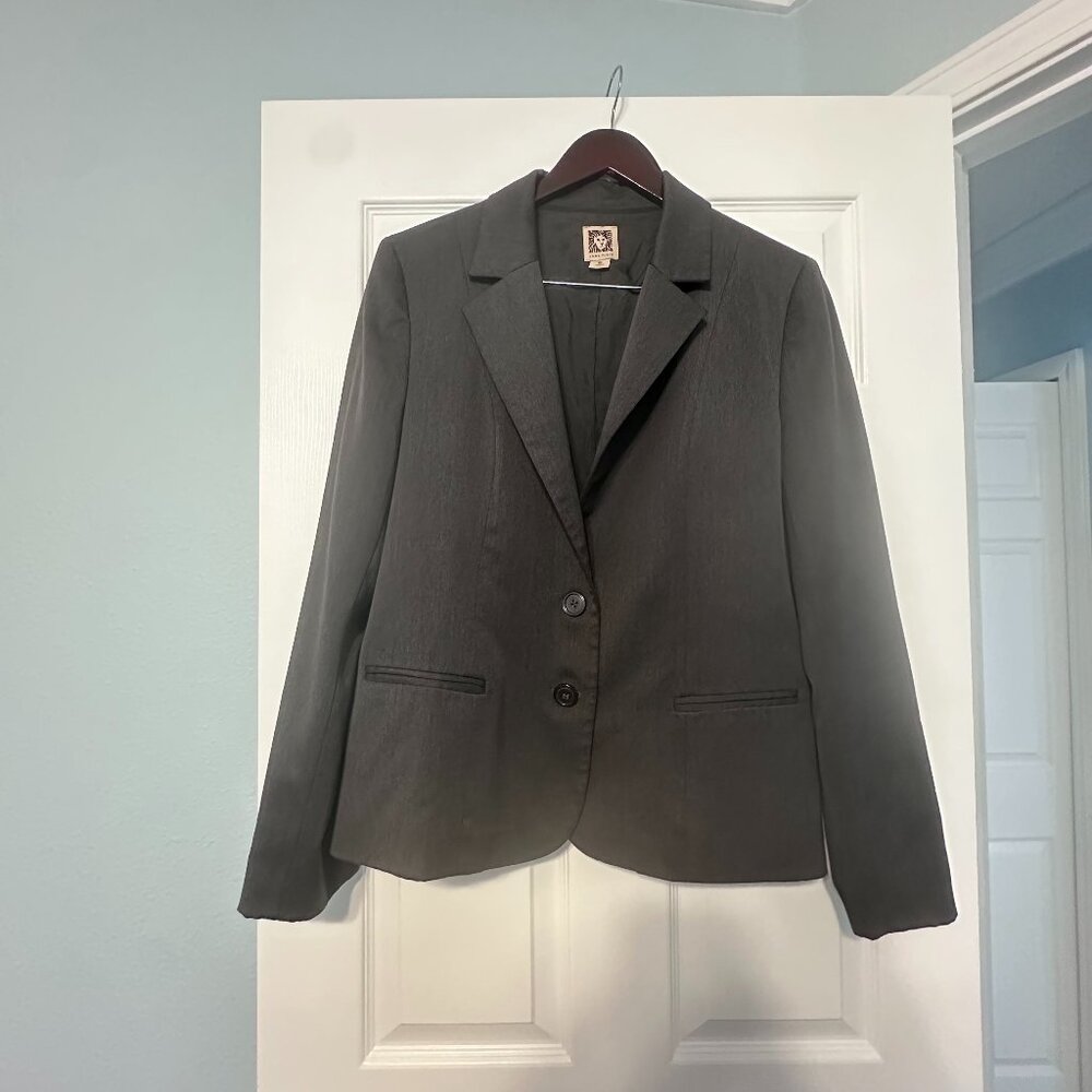 Anne Klein Suit Blazer Jacket Charcoal Gray Size 16